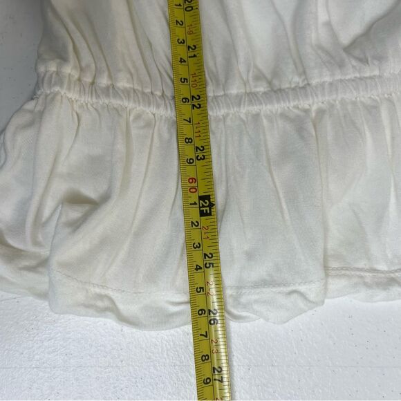 Old Navy Boho Ruffle Neck Long Sleeve Peplum Cream Rayon Shirt Women Medium - Picture 15 of 16
